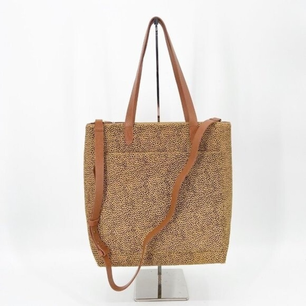Madewell Spotted Calf Hair Zip Top Transport Bag Women Autumn Gold NEW